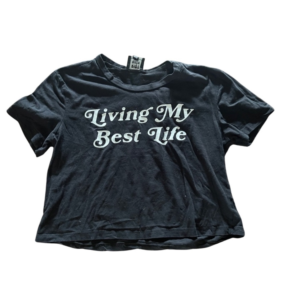 Riot Queen: “Living My Best Life” Ladies Crop Top: Large: Festival Wardrobe
